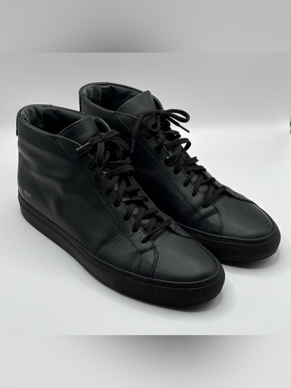 Common Projects Achilles Leather High-Top Sneakers Black Made in Italy